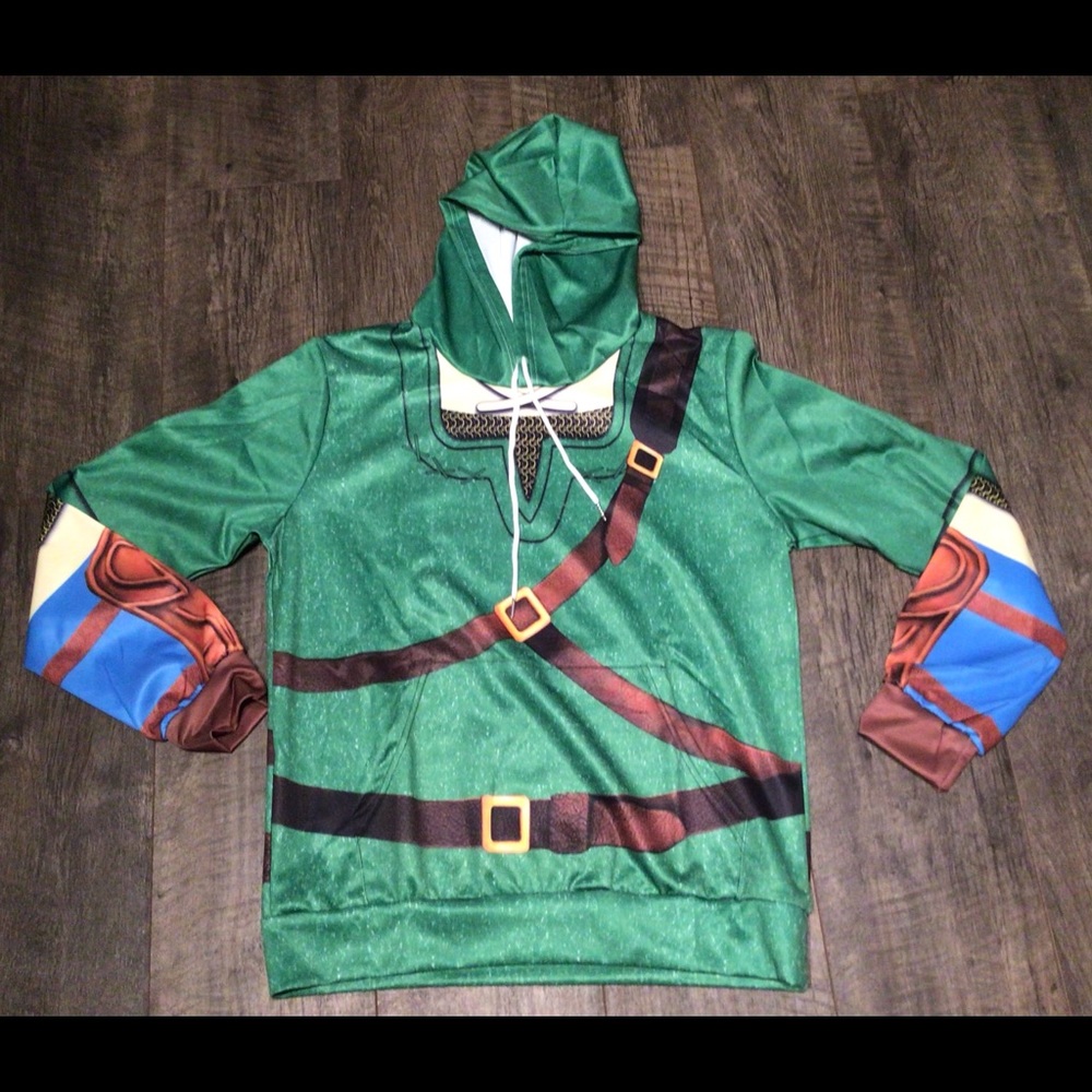 Link Hylian Master Legend Of Zelda Cosplay Sweatshirt Hoodie NWOT.Size Medium.